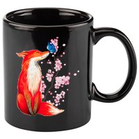 Pleased To Meet You, Japanese Fox With Cherry Blossoms 11oz C Handle Ceramic Mug