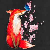Pleased To Meet You, Japanese Fox With Cherry Blossoms 11oz C Handle Ceramic Mug