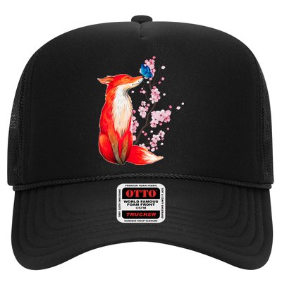 Pleased To Meet You, Japanese Fox With Cherry Blossoms Trucker Hat