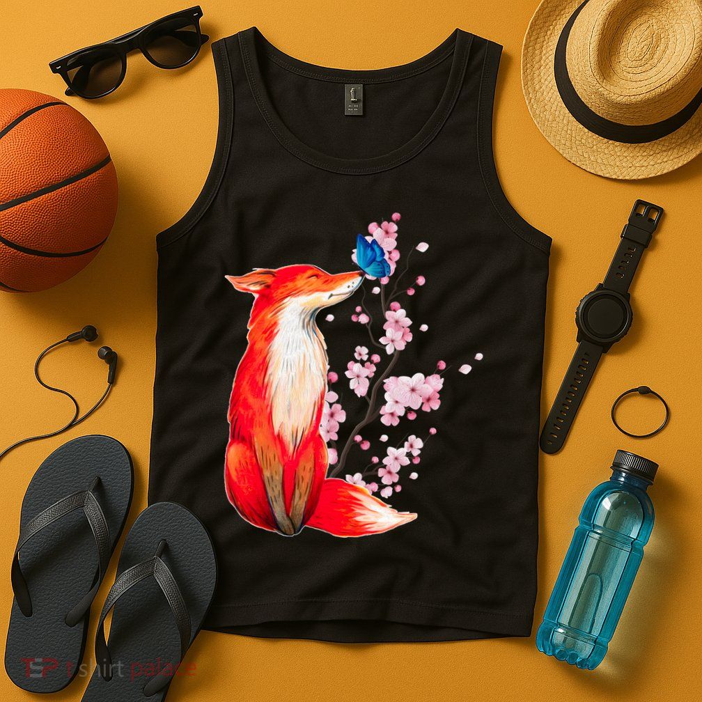 Pleased To Meet You, Japanese Fox With Cherry Blossoms Tank Top