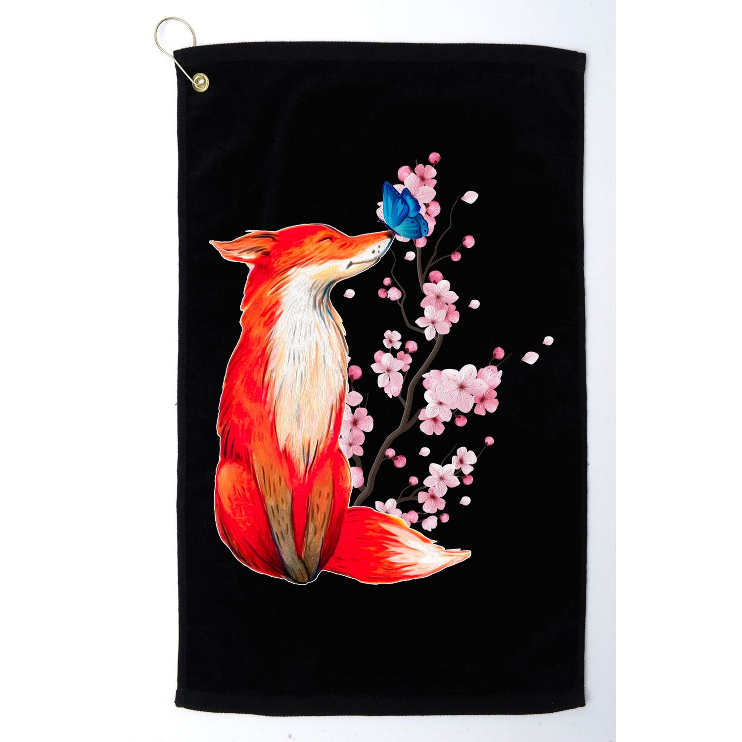 Pleased To Meet You, Japanese Fox With Cherry Blossoms Golf Towel