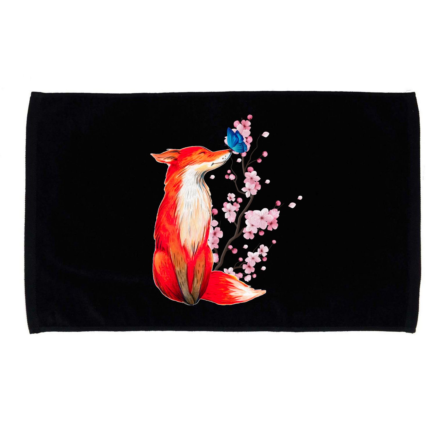 Pleased To Meet You, Japanese Fox With Cherry Blossoms Microfiber Hand Towel