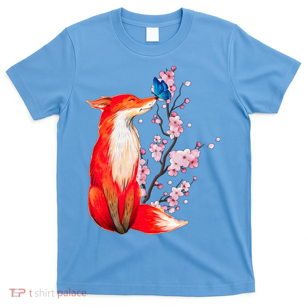 Pleased To Meet You, Japanese Fox With Cherry Blossoms T-Shirt