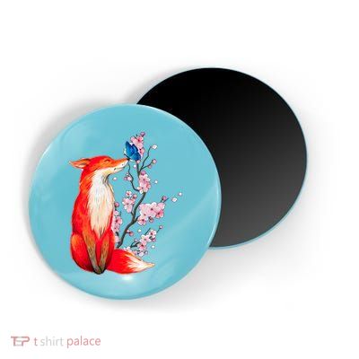 Pleased To Meet You, Japanese Fox With Cherry Blossoms Magnet