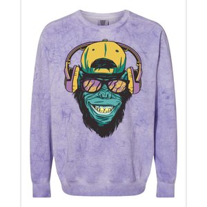 Palm Tree Music Monkey Colorblast Crewneck Sweatshirt