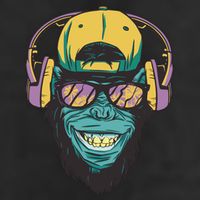 Palm Tree Music Monkey 7 Panel Mesh Trucker Snapback Hat