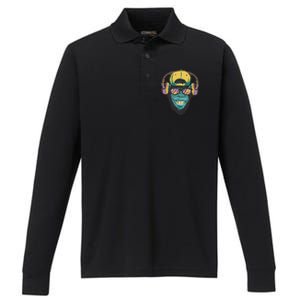 Palm Tree Music Monkey Performance Long Sleeve Polo