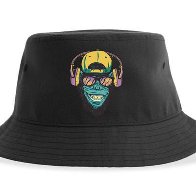Palm Tree Music Monkey Sustainable Bucket Hat