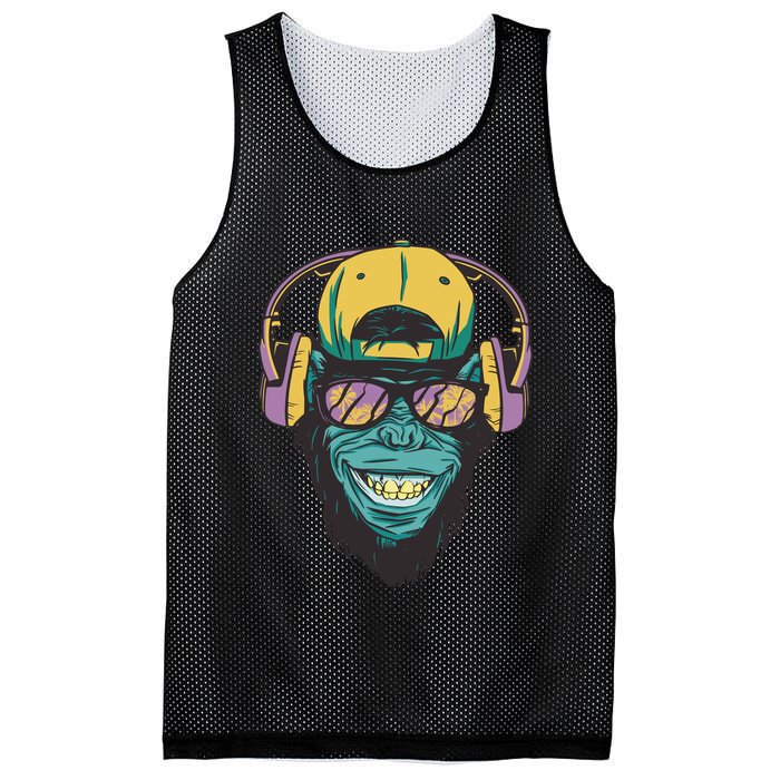 Palm Tree Music Monkey Mesh Reversible Basketball Jersey Tank