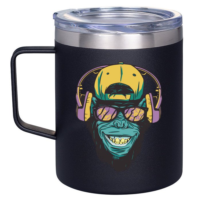 Palm Tree Music Monkey 12oz Stainless Steel Coffee Mug
