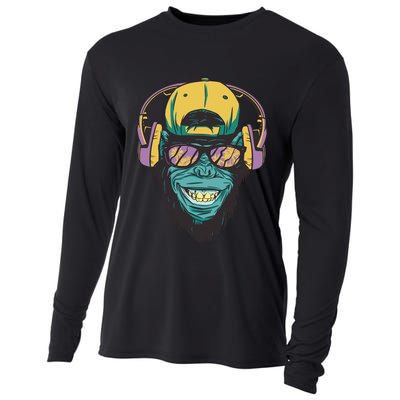 Palm Tree Music Monkey Cooling Performance Long Sleeve Crew