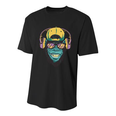 Palm Tree Music Monkey Youth Performance Sprint T-Shirt