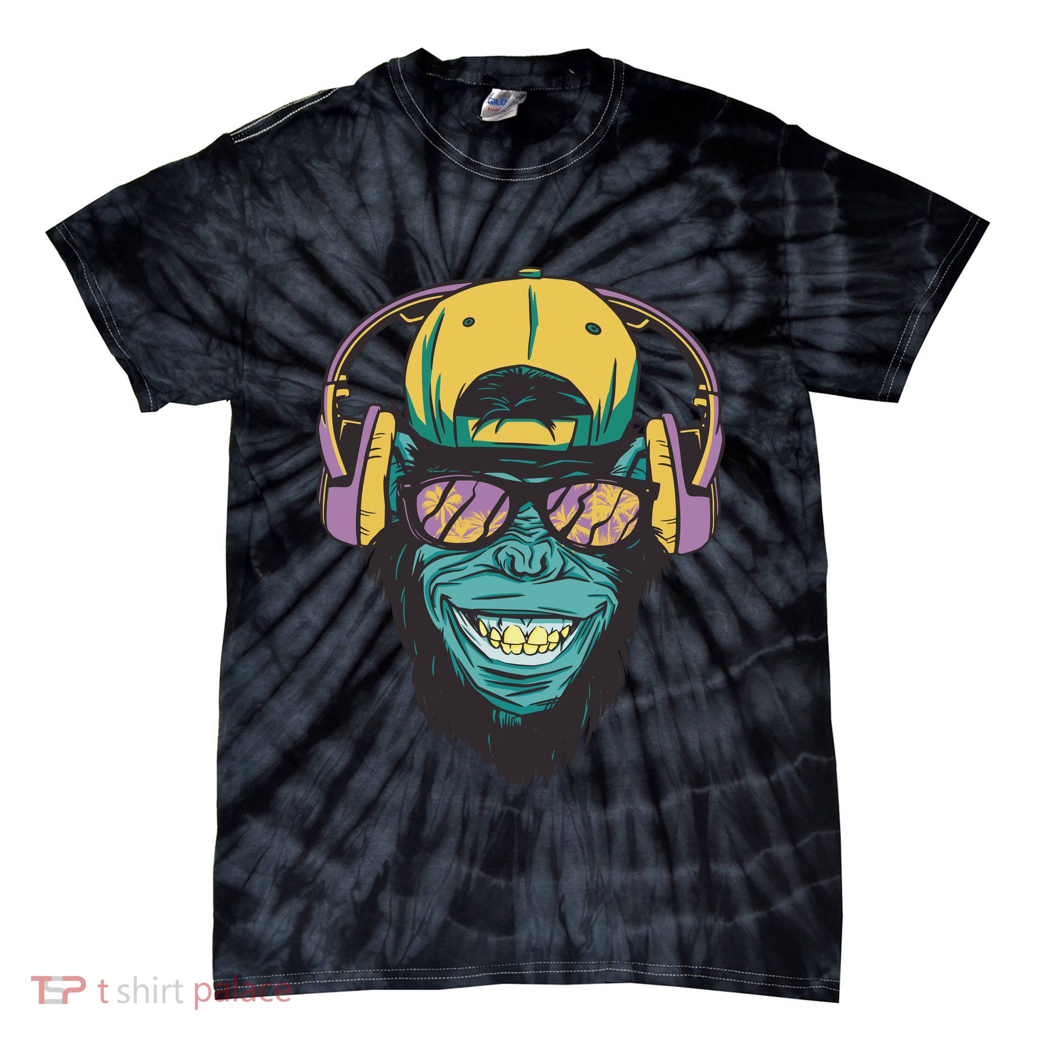 Palm Tree Music Monkey Tie-Dye T-Shirt