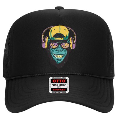 Palm Tree Music Monkey Trucker Hat