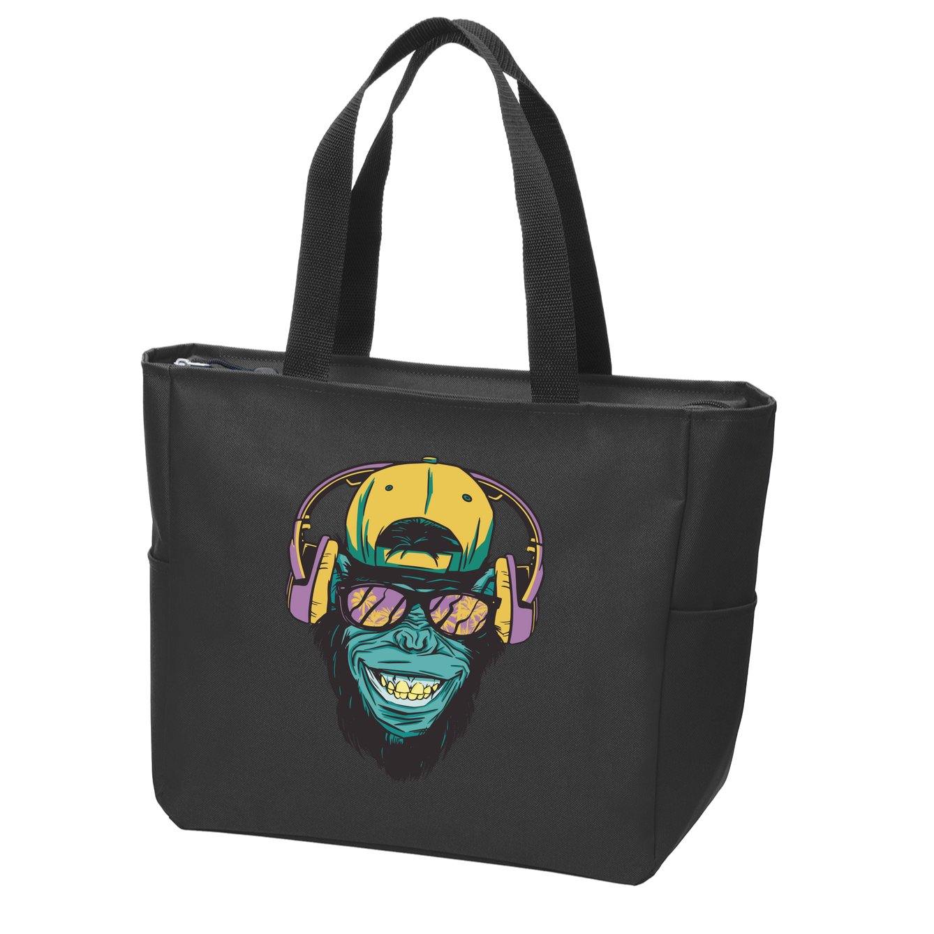 Palm Tree Music Monkey Zip Tote Bag