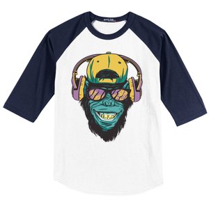 Palm Tree Music Monkey Baseball Sleeve Shirt