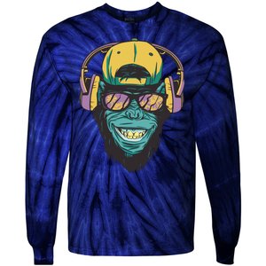 Palm Tree Music Monkey Tie-Dye Long Sleeve Shirt