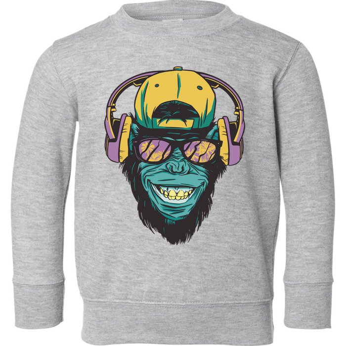 Palm Tree Music Monkey Toddler Sweatshirt