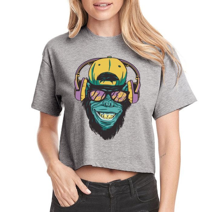 Palm Tree Music Monkey Crop Top