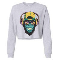 Palm Tree Music Monkey Cropped Pullover Crew