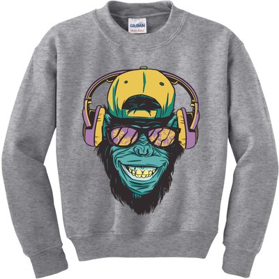 Palm Tree Music Monkey Kids Sweatshirt