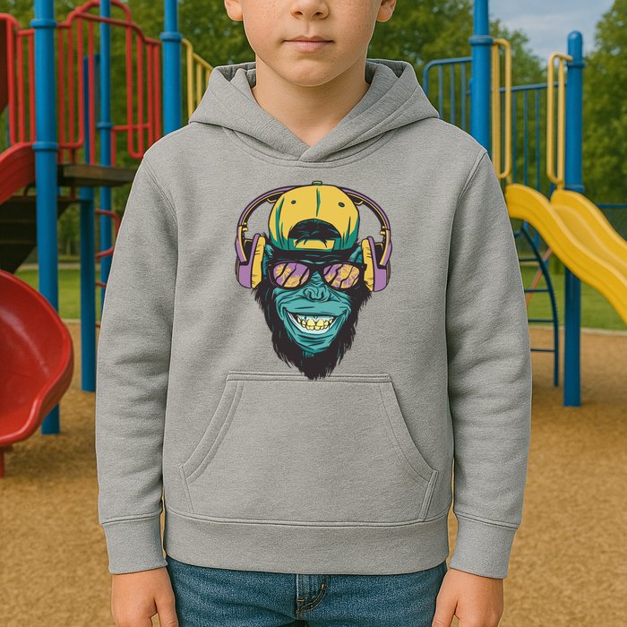 Palm Tree Music Monkey Kids Hoodie