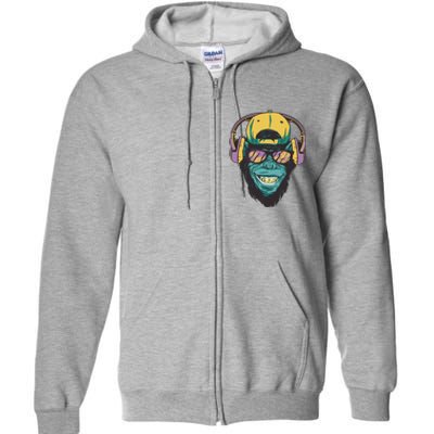 Palm Tree Music Monkey Full Zip Hoodie