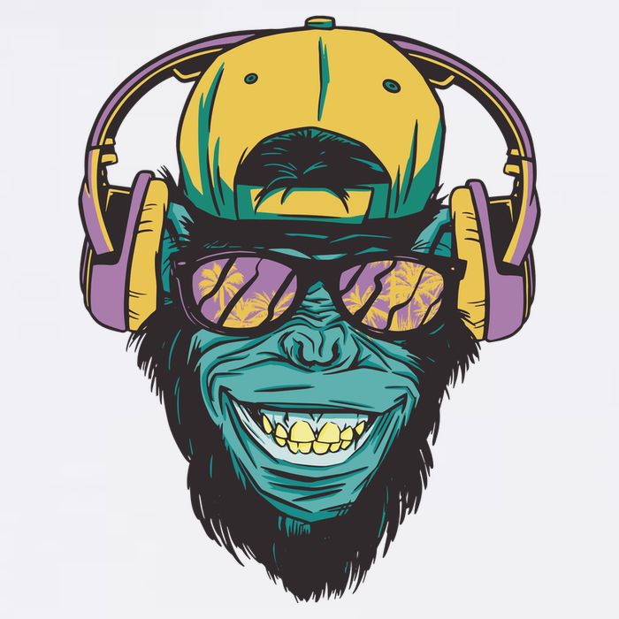 Palm Tree Music Monkey Garment-Dyed Sweatshirt