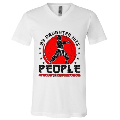Proud Taekwondo Mom Taekwondo Mama Taekwondo Fighter Mom V-Neck T-Shirt