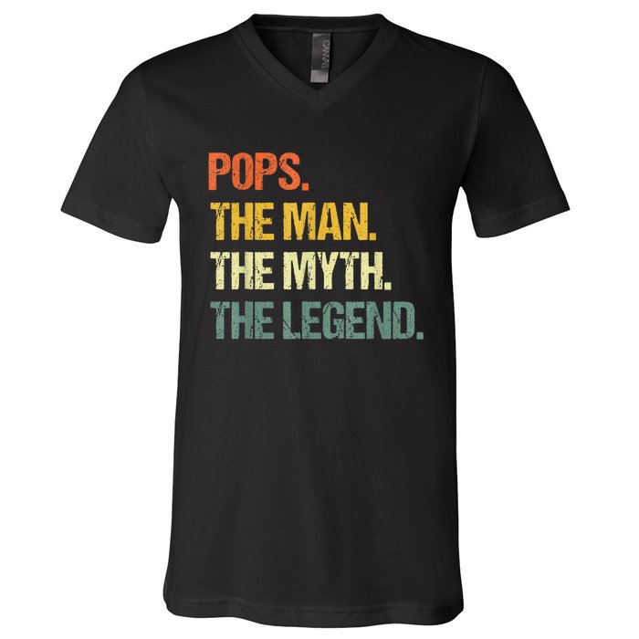 POPS THE MAN THE MYTH THE LEGEND Father's Day V-Neck T-Shirt