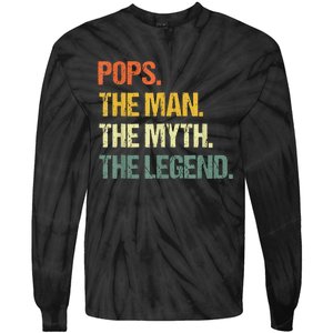 POPS THE MAN THE MYTH THE LEGEND Father's Day Tie-Dye Long Sleeve Shirt