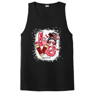 Preschool Teacher Messy Bun Hearts Bleached Valentines Day Gift PosiCharge Competitor Tank