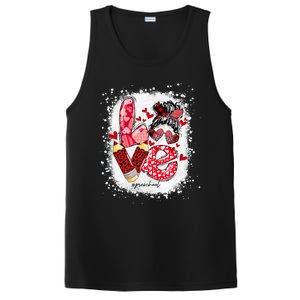 Preschool Teacher Messy Bun Hearts Bleached Valentines Day Cool Gift PosiCharge Competitor Tank