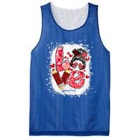 Preschool Teacher Messy Bun Hearts Bleached Valentines Day Cool Gift Mesh Reversible Basketball Jersey Tank