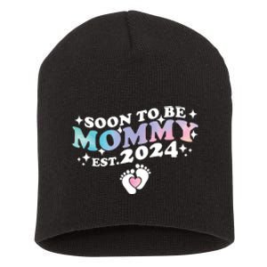 Promoted To Mommy 2024 Soon To Be Mama Funny New Mom Mothers Day Short Acrylic Beanie