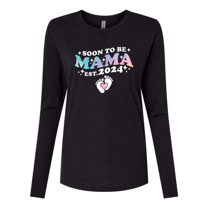 Promoted To Mommy 2024 Soon To Be Mama Funny New Mom Mothers Day Womens Cotton Relaxed Long Sleeve T-Shirt