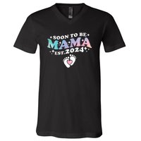 Promoted To Mommy 2024 Soon To Be Mama Funny New Mom Mothers Day V-Neck T-Shirt