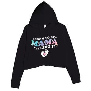 Promoted To Mommy 2024 Soon To Be Mama Funny New Mom Mothers Day Crop Fleece Hoodie