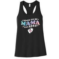 Promoted To Mommy 2024 Soon To Be Mama Funny New Mom Mothers Day Women's Racerback Tank