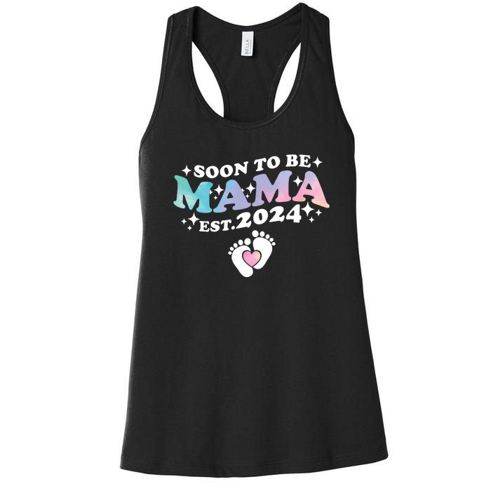 Promoted To Mommy 2024 Soon To Be Mama Funny New Mom Mothers Day Women's Racerback Tank