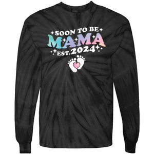 Promoted To Mommy 2024 Soon To Be Mama Funny New Mom Mothers Day Tie-Dye Long Sleeve Shirt