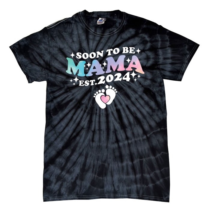 Promoted To Mommy 2024 Soon To Be Mama Funny New Mom Mothers Day Tie-Dye T-Shirt