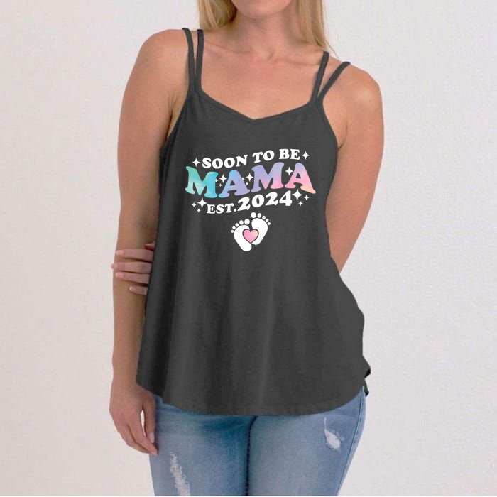 Promoted To Mommy 2024 Soon To Be Mama Funny New Mom Mothers Day Women's Strappy Tank