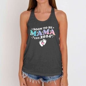 Promoted To Mommy 2024 Soon To Be Mama Funny New Mom Mothers Day Women's Knotted Racerback Tank