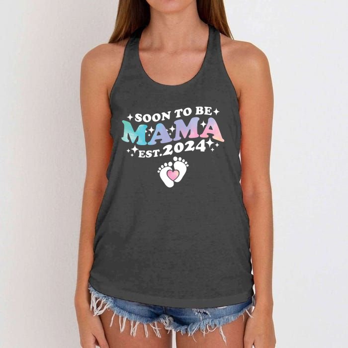 Promoted To Mommy 2024 Soon To Be Mama Funny New Mom Mothers Day Women's Knotted Racerback Tank