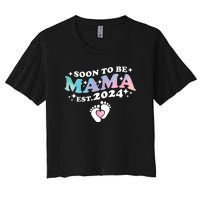 Promoted To Mommy 2024 Soon To Be Mama Funny New Mom Mothers Day Women's Crop Top Tee