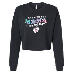 Promoted To Mommy 2024 Soon To Be Mama Funny New Mom Mothers Day Cropped Pullover Crew