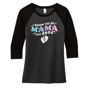 Promoted To Mommy 2024 Soon To Be Mama Funny New Mom Mothers Day Women's Tri-Blend 3/4-Sleeve Raglan Shirt