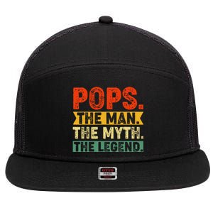 POPS THE MAN THE MYTH THE LEGEND Father's Day Gift Grandpa 7 Panel Mesh Trucker Snapback Hat