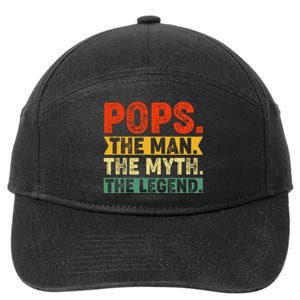 POPS THE MAN THE MYTH THE LEGEND Father's Day Gift Grandpa 7-Panel Snapback Hat